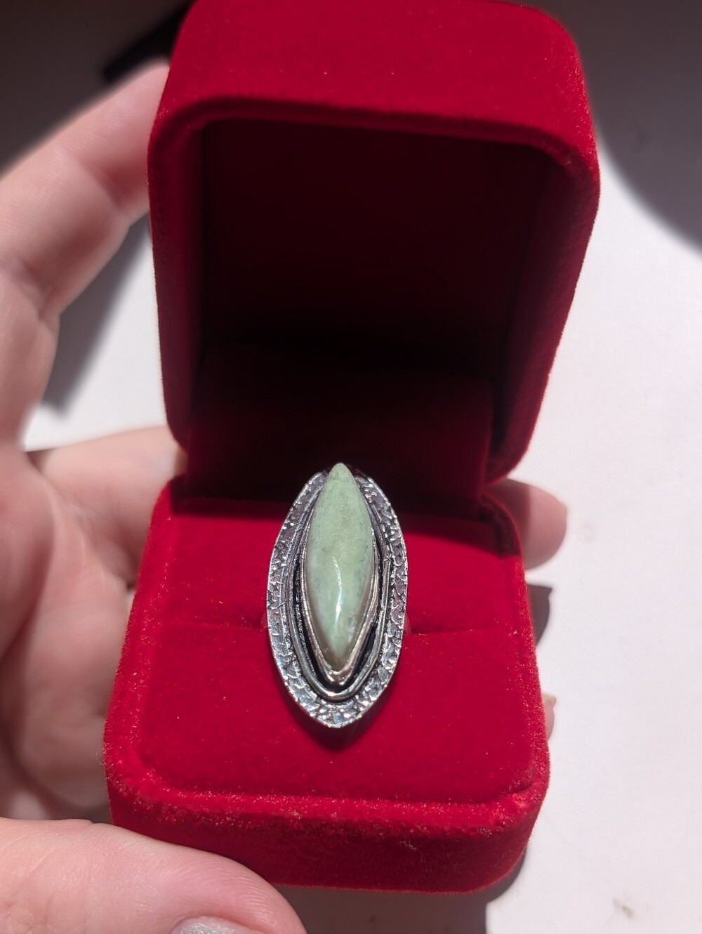 Vintage Handmade Larsonite Jasper Marquise Cocktail Ring 💍 Size 7